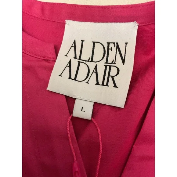 ALDEN ADAIR Hot Pink Button Front Puff Sleeve Mini Dress Size L - Picture 13 of 13